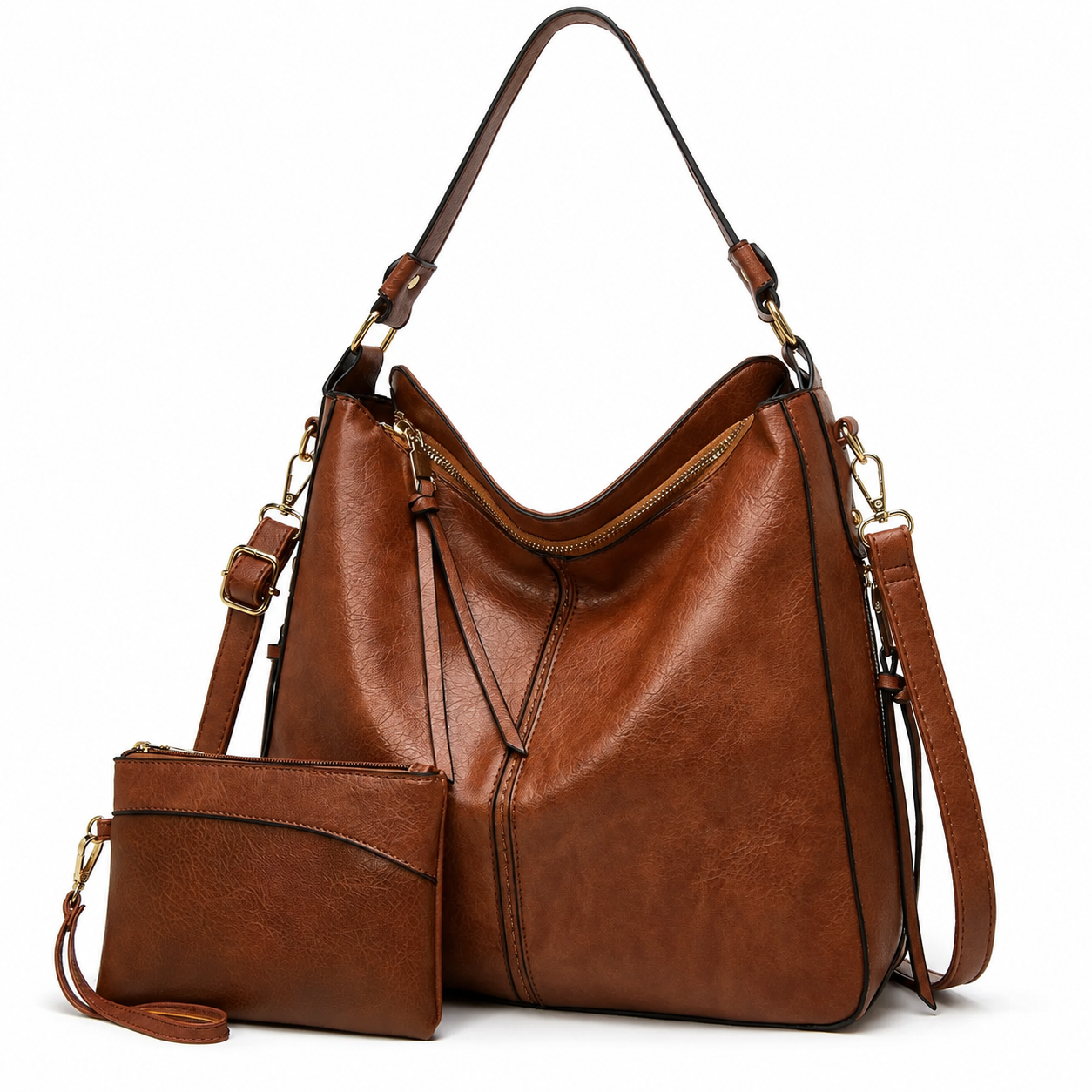 Borsa Hobo Antifurto in Pelle di Lusso + Portafoglio Omaggio