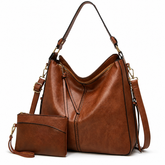 Borsa Hobo Antifurto in Pelle di Lusso + Portafoglio Omaggio