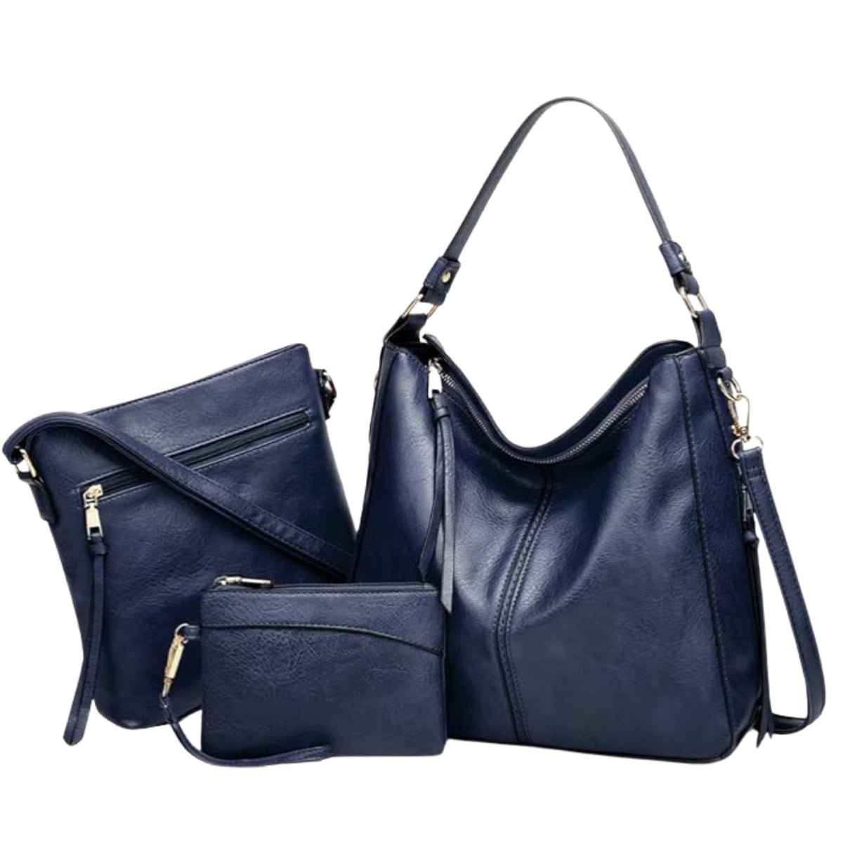 Set Hobo Bag in Pelle di Lusso a 3 Pezzi