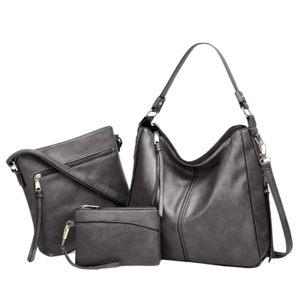 Set Hobo Bag in Pelle di Lusso a 3 Pezzi