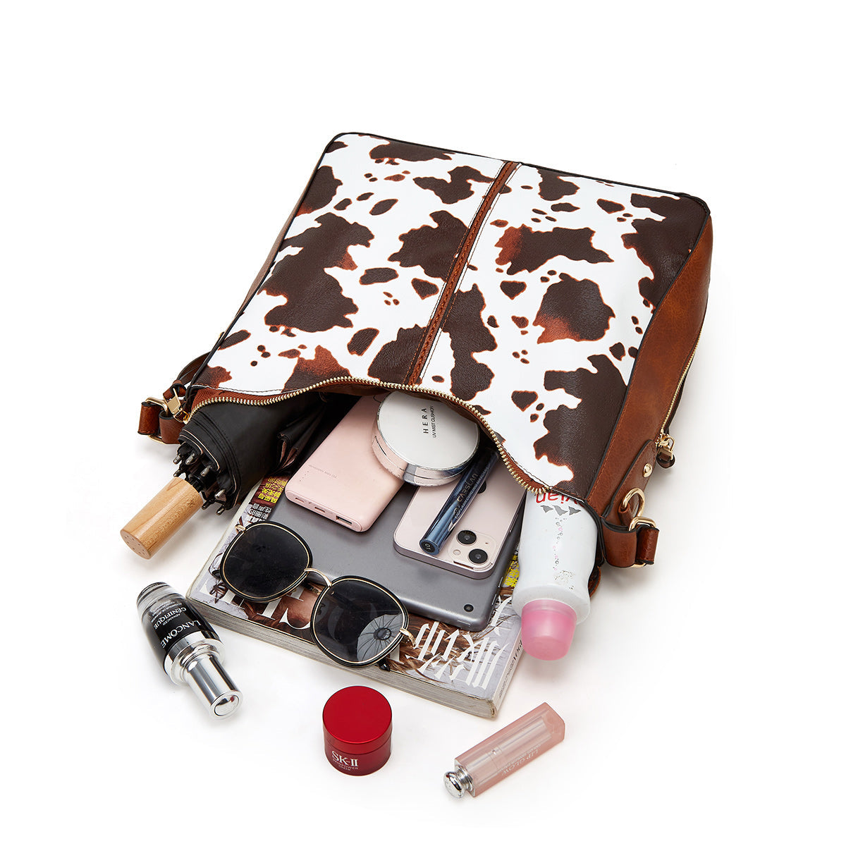 Borsa Hobo Antifurto in Pelle Stampata di Lusso + Portafoglio Omaggio