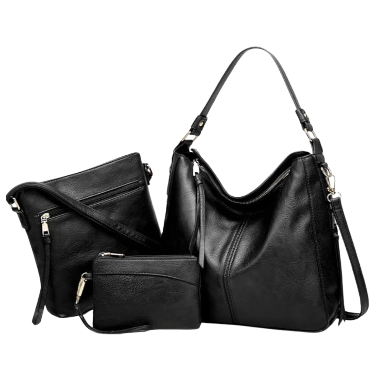 Set Hobo Bag in Pelle di Lusso a 3 Pezzi