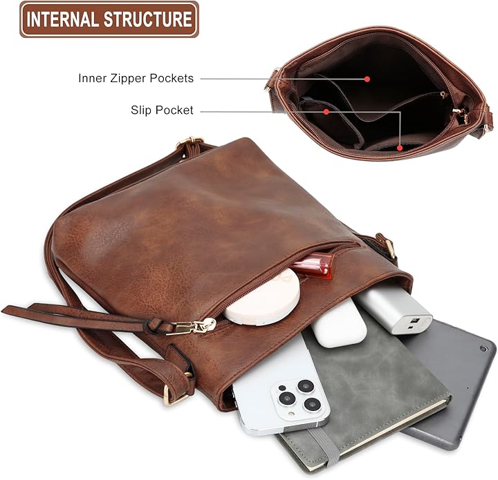 Set Hobo Bag in Pelle di Lusso a 3 Pezzi