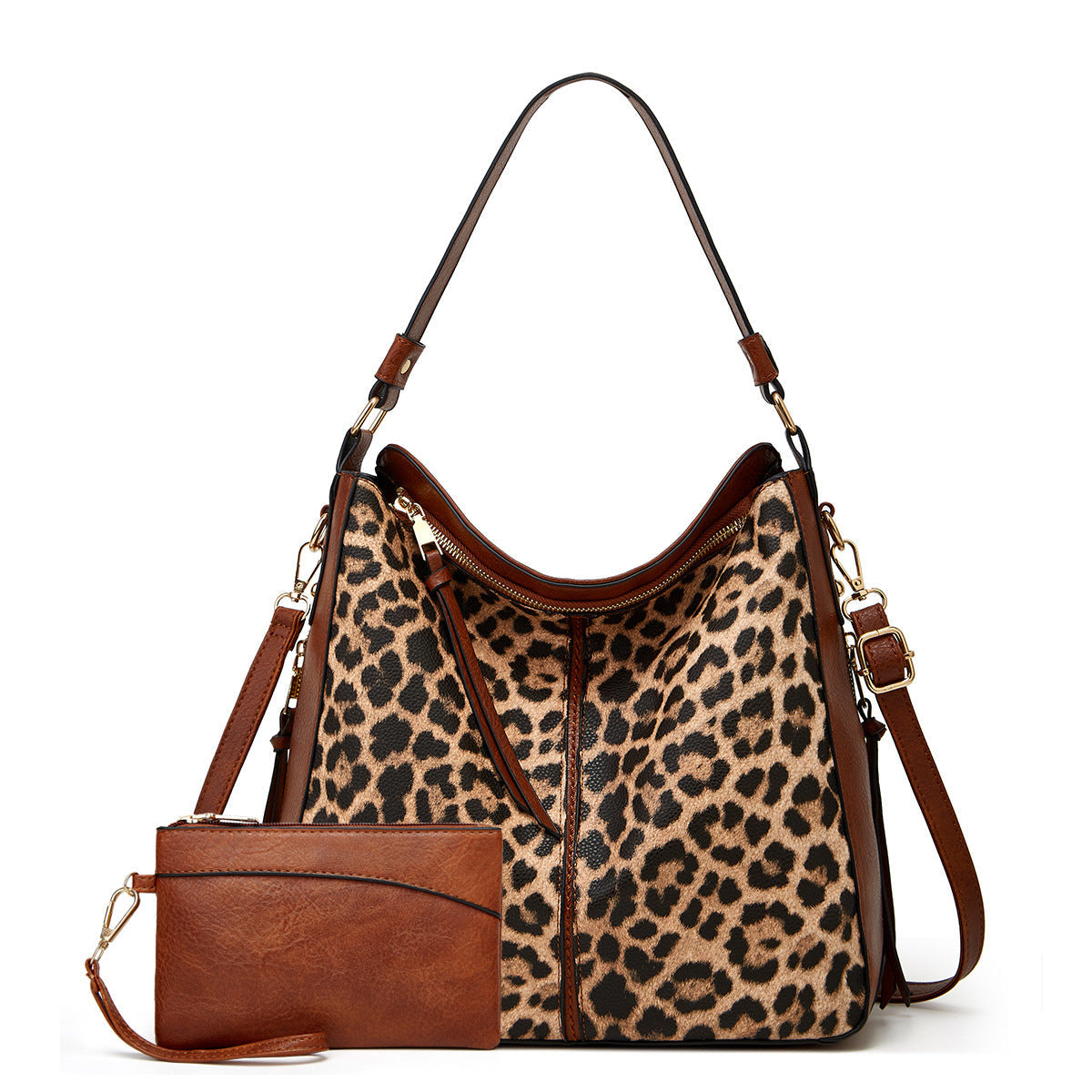 Borsa Hobo Antifurto in Pelle Stampata di Lusso + Portafoglio Omaggio