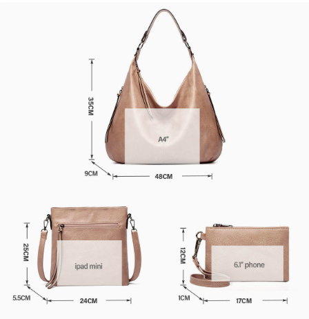 Set Borsa Hobo Morbida a 3 Pezzi
