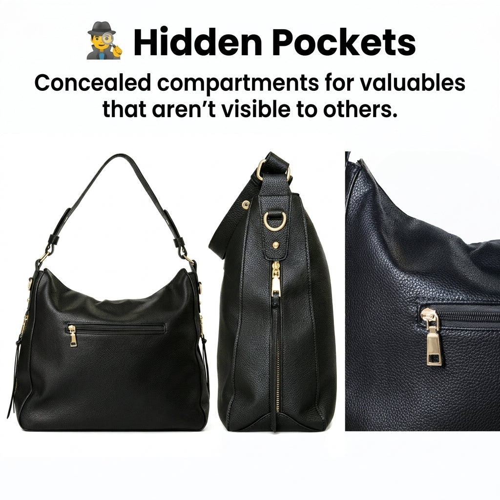 Borsa Hobo Antifurto in Pelle di Lusso 2.0 + Portafoglio Omaggio (Edizione Sicurezza a 6 Strati)