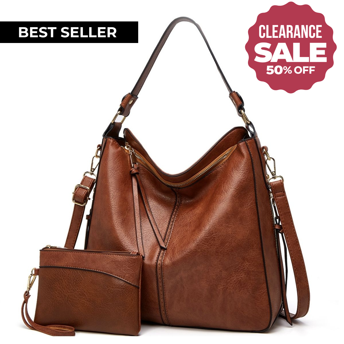 Borsa Hobo Antifurto in Pelle di Lusso + Portafoglio Omaggio