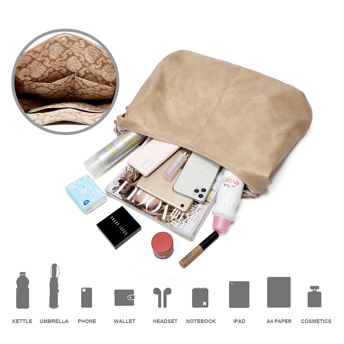 Set Borsa Hobo Morbida a 3 Pezzi
