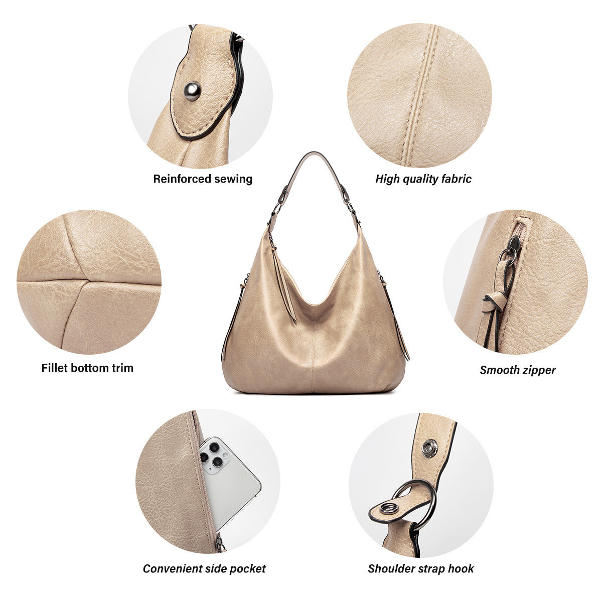 Set Borsa Hobo Morbida a 3 Pezzi